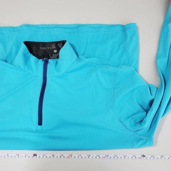 Greyson Tate Sweater Mens Size L Swordfish Blue 1/4 Quarter Zip Pullover Golf - Picture 9 of 10